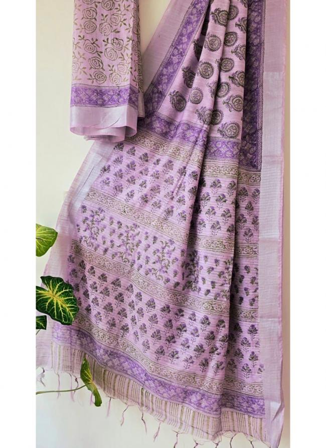 Cotton  Purple Daily Wear Printed Saree